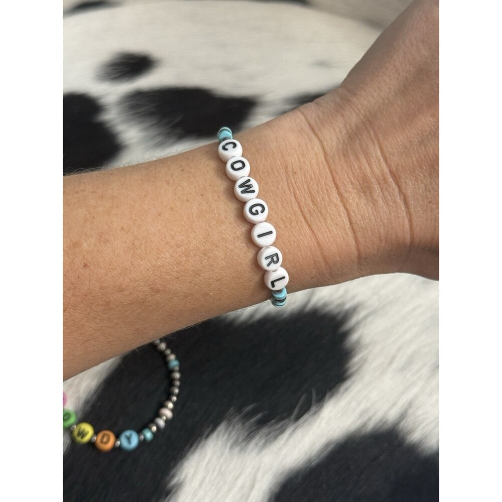 Native American Sterling Cowgirl 3mm 4mm Navajo Pearl Turquoise Stretch Bracelet - Picture 3 of 11